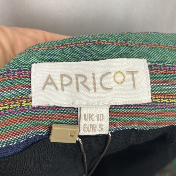 Apricot Multicoloured Striped Colourful Flax Mini Skirt - Size Small - Picture 11 of 12